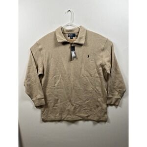 NWT Men's Polo Ralph‎ Lauren Quarter Zip Cotton Pullover Sweatshirt Beige SZ 1XB